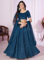 Soft Net Blue Wedding Wear Sequins Work Lehenga Choli